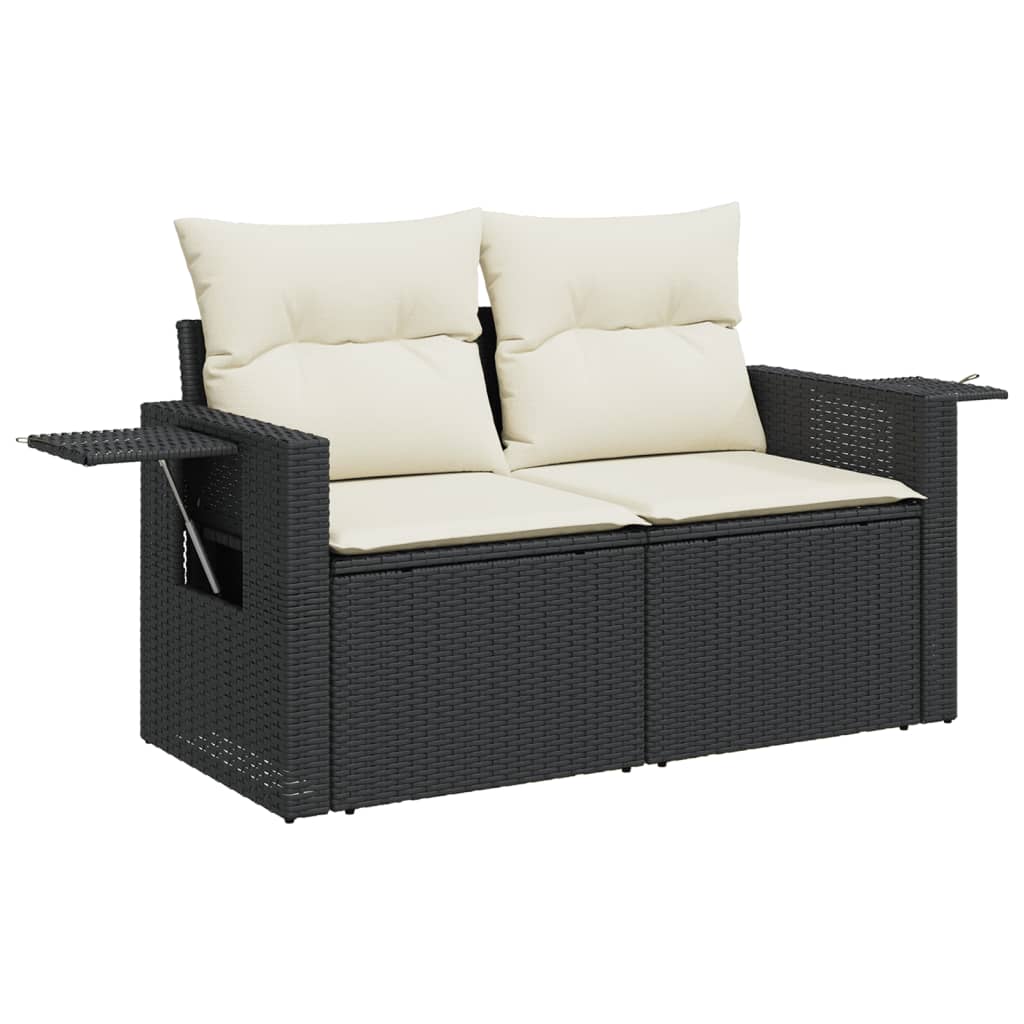 Set Divani da Giardino 5 pz con Cuscini in Polyrattan Nero 3224530