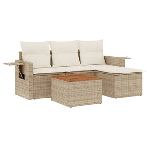 Set Divano da Giardino 5 pz con Cuscini Beige in Polyrattancod mxl 88926