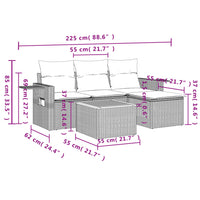 Set Divano da Giardino 5 pz con Cuscini Beige in Polyrattan 3224533