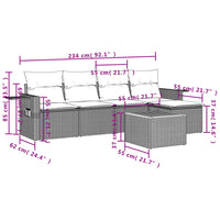 Set Divano da Giardino 6 pz con Cuscini Grigio in Polyrattan 3224541