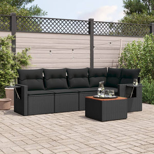 Set Divano da Giardino 6 pz con Cuscini Nero in Polyrattancod mxl 112932