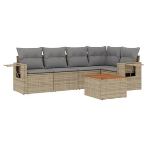 Set Divano da Giardino 6 pz con Cuscini Beige in Polyrattan 3224554