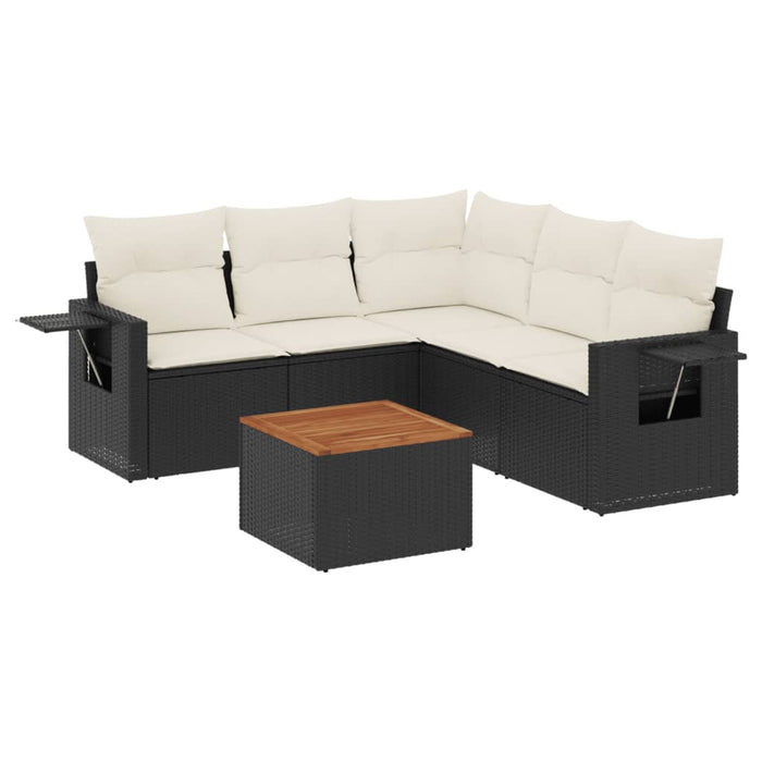 Set Divano da Giardino 6 pz con Cuscini Nero in Polyrattancod mxl 88929