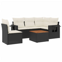 Set Divano da Giardino 6 pz con Cuscini Nero in Polyrattancod mxl 114110