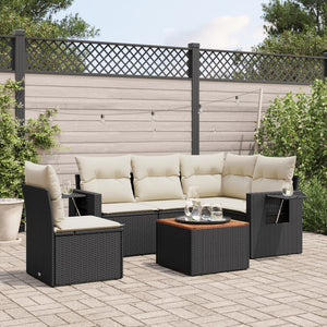 Set Divano da Giardino 6 pz con Cuscini Nero in Polyrattancod mxl 114110