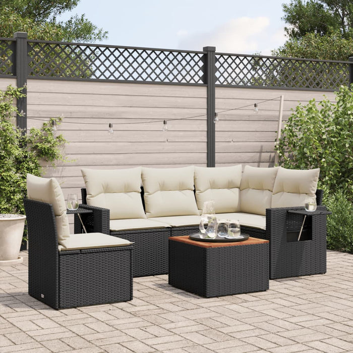 Set Divano da Giardino 6 pz con Cuscini Nero in Polyrattancod mxl 114110