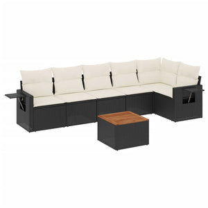 Set Divani da Giardino con Cuscini 7pz Nero Polyrattan 3224572