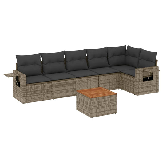 Set Divani da Giardino 7 pz con Cuscini Grigio in Polyrattan 3224576