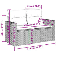 Set Divani da Giardino 7 pz con Cuscini Grigio in Polyrattan 3224576