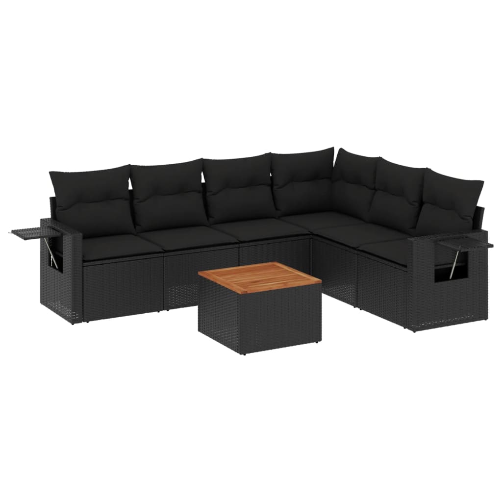 Set Divani da Giardino con Cuscini 7pz Nero Polyrattan 3224578