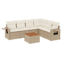 Set Divani da Giardino 7 pz con Cuscini Beige in Polyrattan 3224581