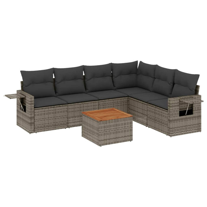 Set Divani da Giardino 7 pz con Cuscini Grigio in Polyrattan 3224583