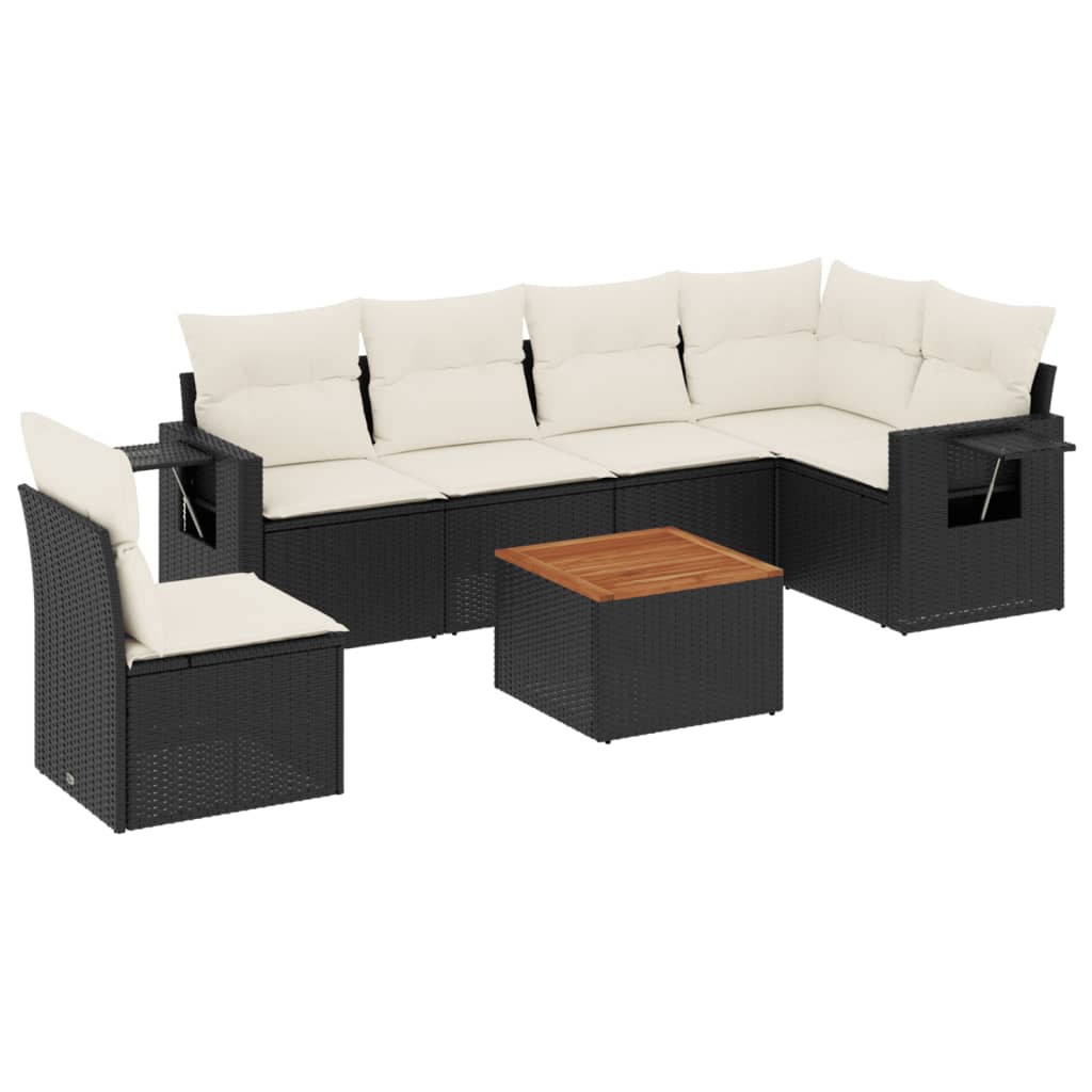 Set Divani da Giardino con Cuscini 7pz Nero Polyrattancod mxl 112933