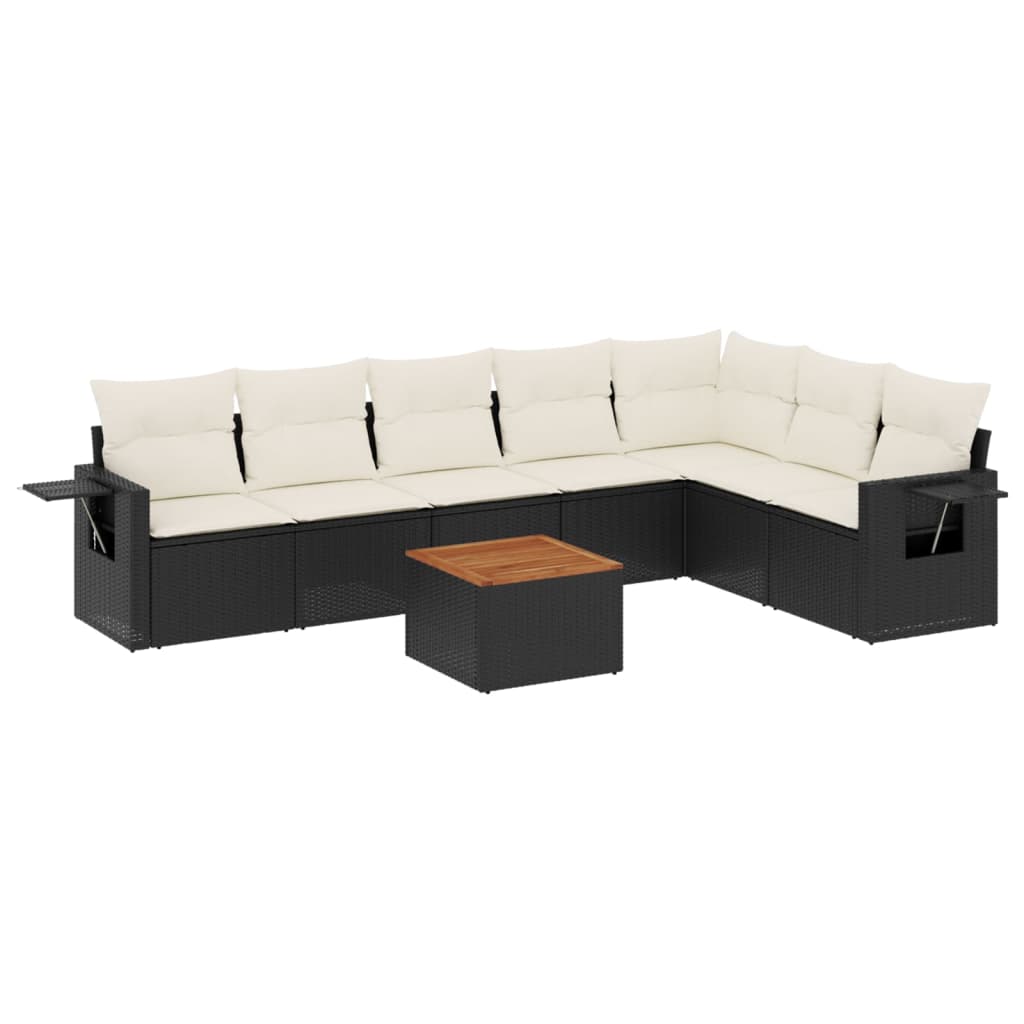 Set Divani da Giardino con Cuscini 8 pz Nero in Polyrattancod mxl 92763