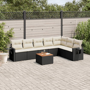 Set Divani da Giardino con Cuscini 8 pz Nero in Polyrattancod mxl 92763