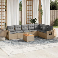 Set Divano da Giardino 8 pz con Cuscini Beige in Polyrattan 3224596