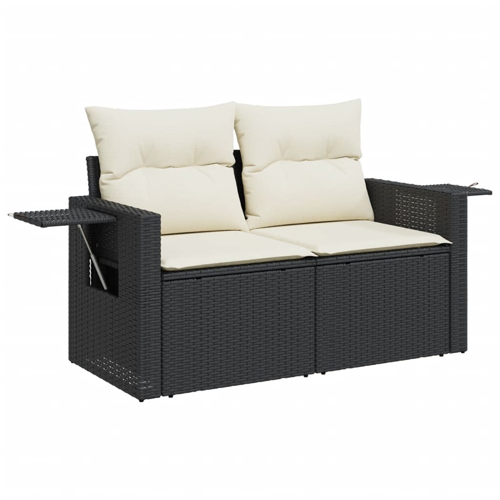 Set Divani da Giardino 9 pz con Cuscini Nero in Polyrattan 3224600