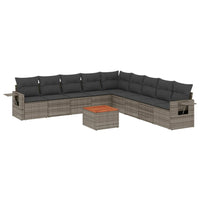 Set Divano da Giardino 10 pz con Cuscini Grigio in Polyrattan 3224611