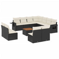 Set Divani da Giardino 12 pz con Cuscini Nero in Polyrattan 3224621