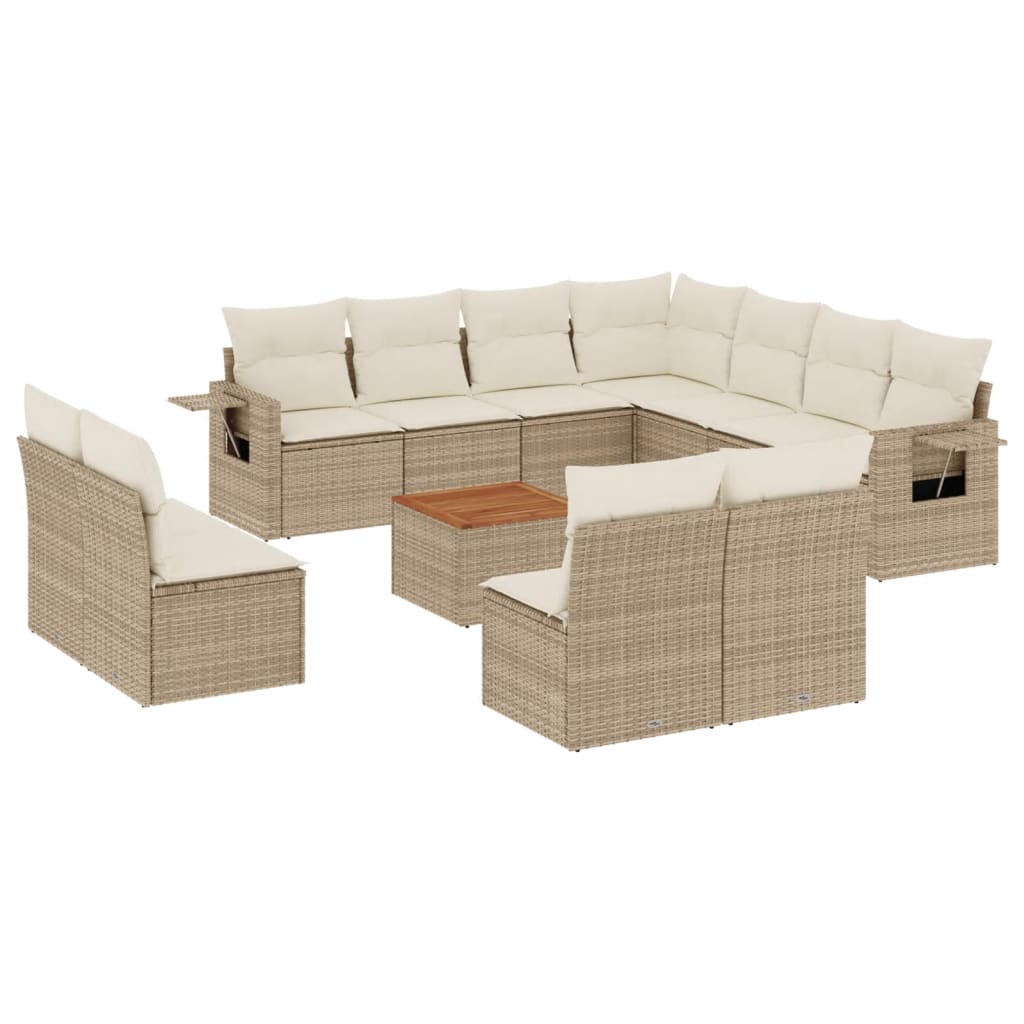 Set Divani da Giardino 12 pz con Cuscini Beige in Polyrattan 3224623