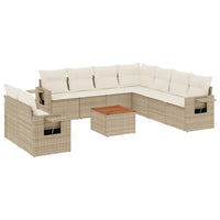 Set Divano da Giardino 10 pz con Cuscini Beige in Polyrattan 3224630