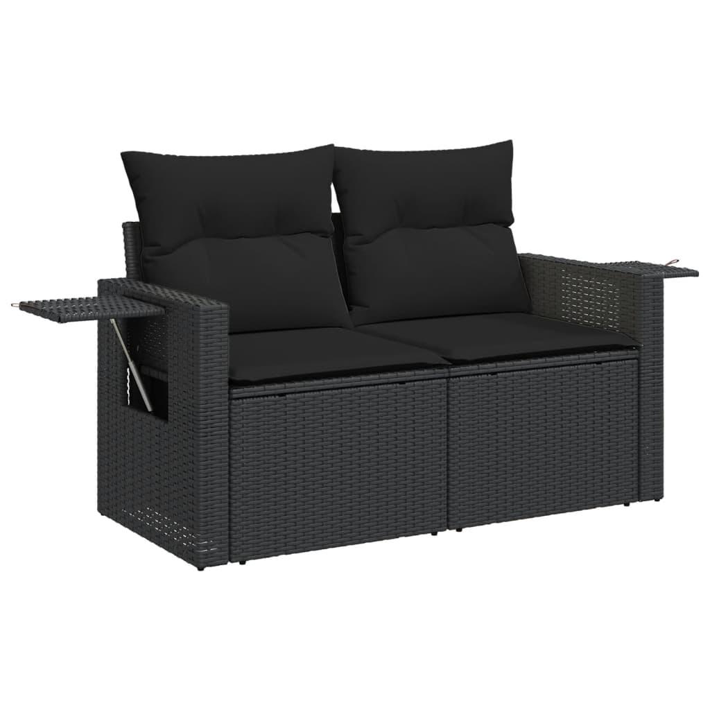 Set Divani da Giardino 11 pz con Cuscini in Polyrattan Nero 3224634