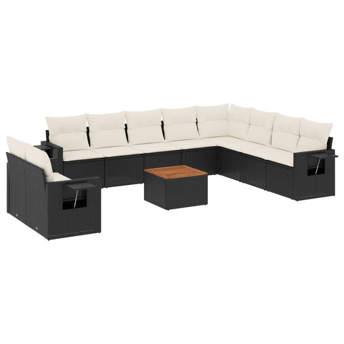 Set Divani da Giardino 11 pz con Cuscini in Polyrattan Nero 3224635