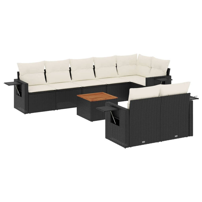 Set Divani da Giardino 9 pz con Cuscini Nero in Polyrattancod mxl 114283