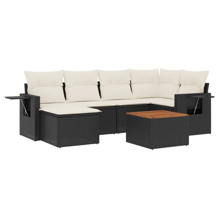 Set Divani da Giardino con Cuscini 7pz Nero Polyrattan 3224663