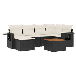 Set Divani da Giardino con Cuscini 7pz Nero Polyrattancod mxl 112965