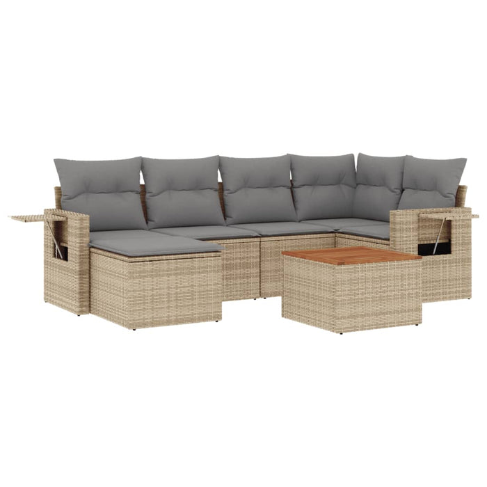 Set Divani da Giardino 7 pz con Cuscini Beige in Polyrattan 3224666