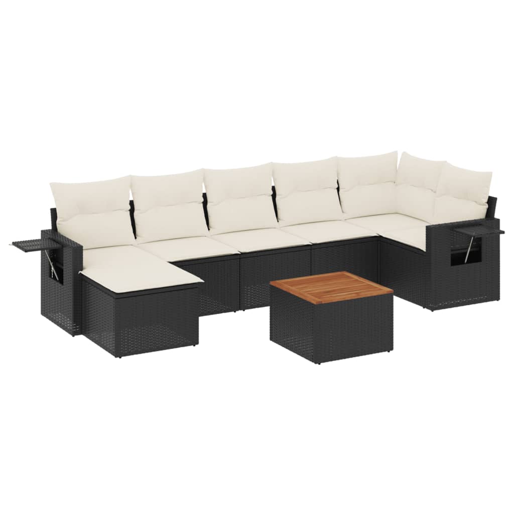 Set Divani da Giardino con Cuscini 8 pz Nero in Polyrattan 3224670