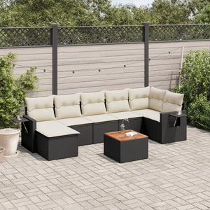 Set Divani da Giardino con Cuscini 8 pz Nero in Polyrattan 3224670