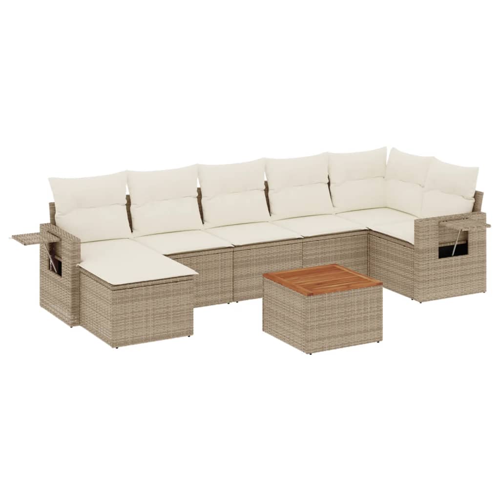 Set Divano da Giardino 8 pz con Cuscini Beige in Polyrattan 3224672