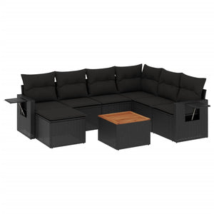 Set Divani da Giardino con Cuscini 8 pz Nero in Polyrattancod mxl 88967