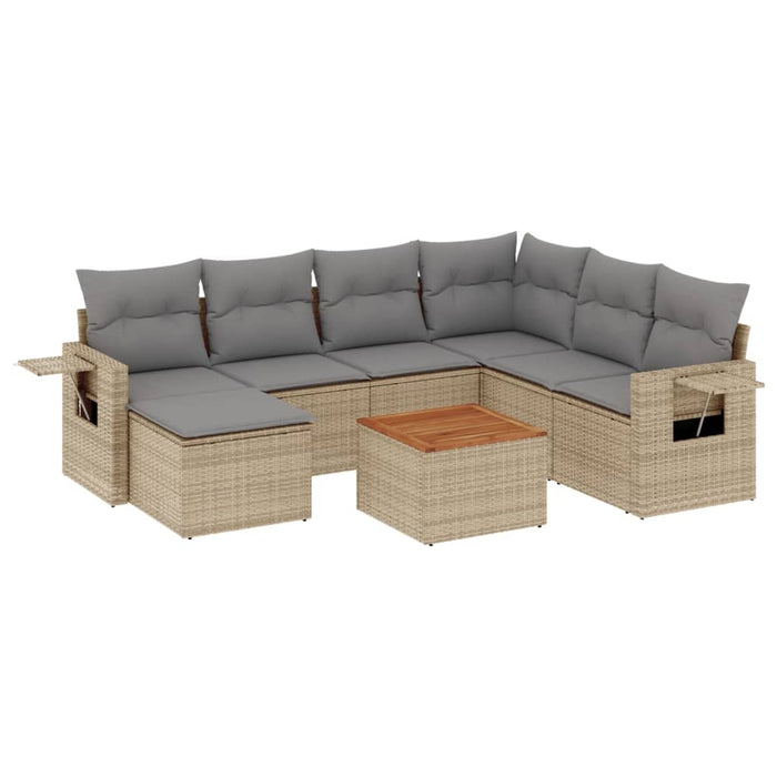 Set Divano da Giardino 8 pz con Cuscini Beige in Polyrattan 3224680