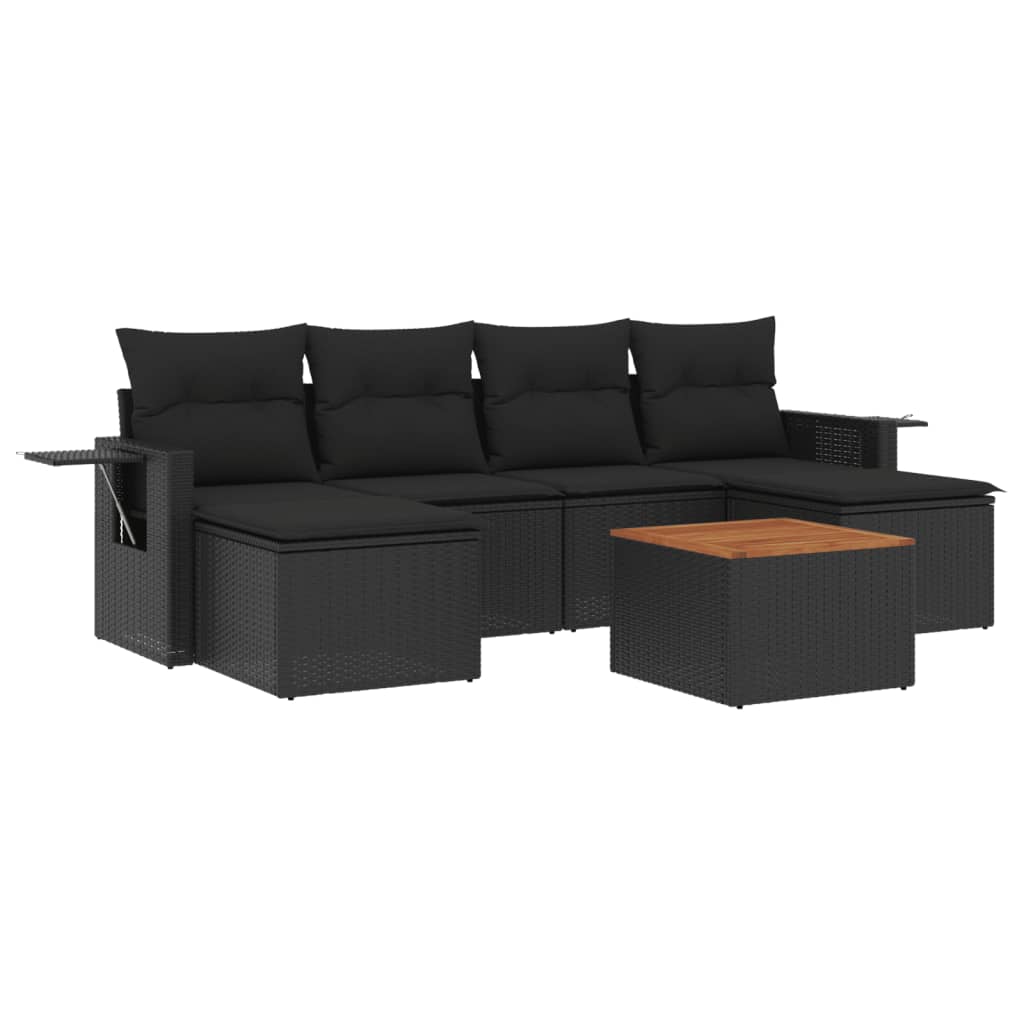 Set Divani da Giardino con Cuscini 7pz Nero Polyrattancod mxl 88968