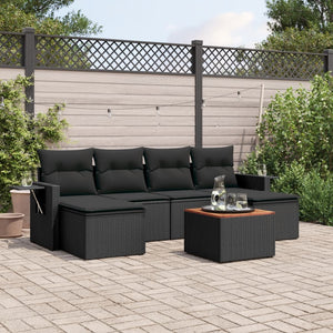 Set Divani da Giardino con Cuscini 7pz Nero Polyrattancod mxl 88968