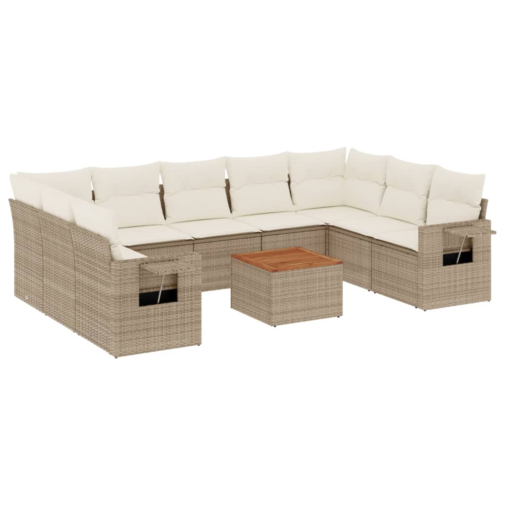 Set Divano da Giardino 10 pz con Cuscini Beige in Polyrattancod mxl 112973