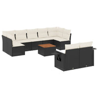 Set Divani da Giardino 10pz con Cuscini in Polyrattan Nero 3224712