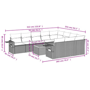 Set Divani da Giardino 11 pz con Cuscini in Polyrattan Nero 3224740