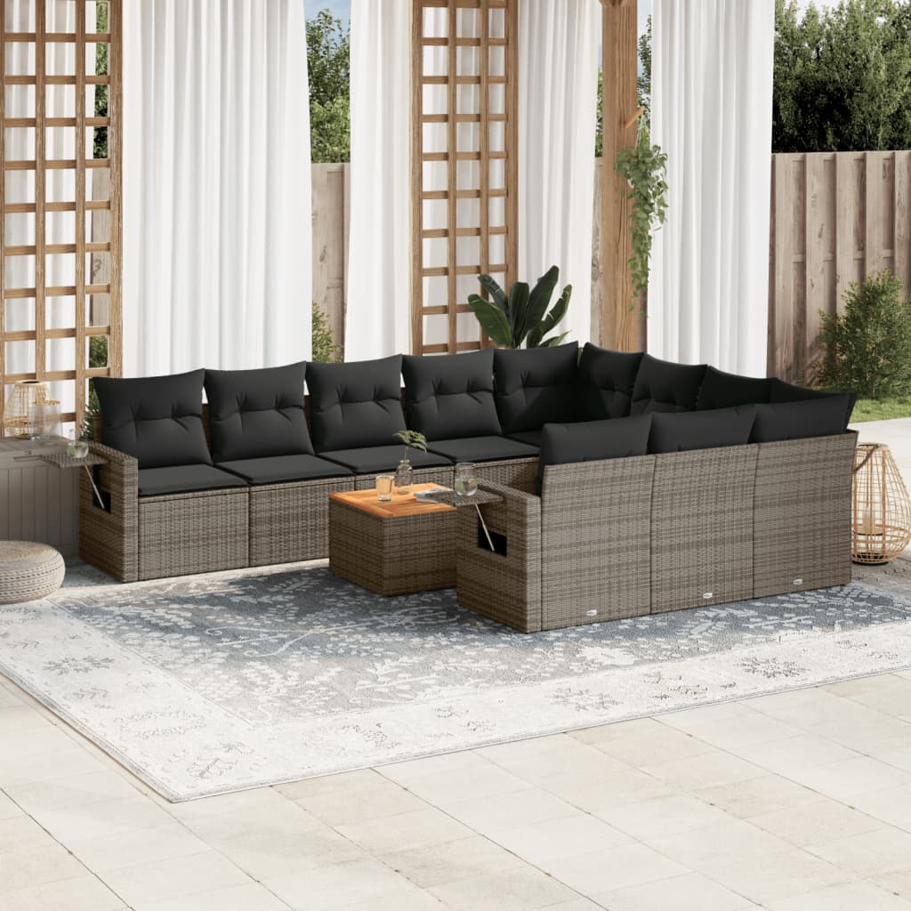 Set Divani da Giardino 11 pz con Cuscini in Polyrattan Nerocod mxl 88972