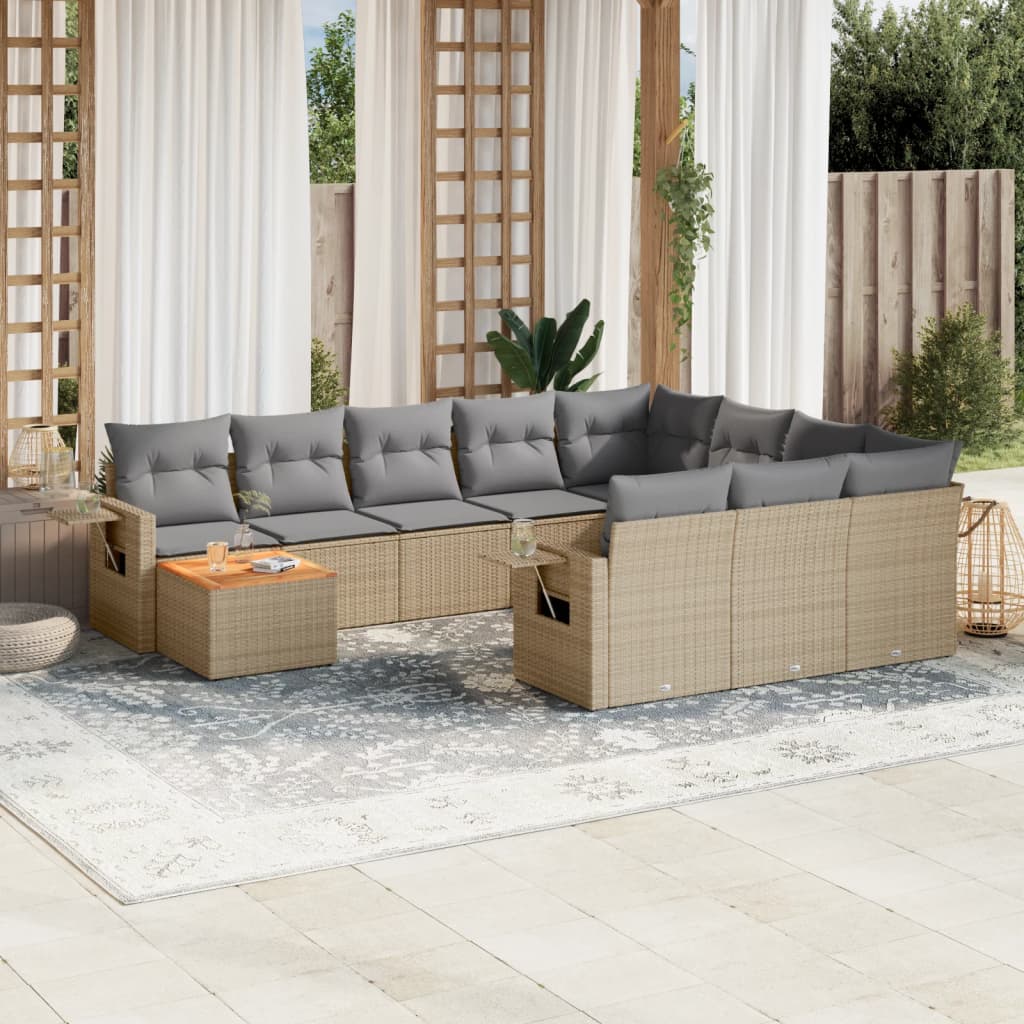 Set Divani da Giardino 11 pz con Cuscini Beige in Polyrattancod mxl 90214