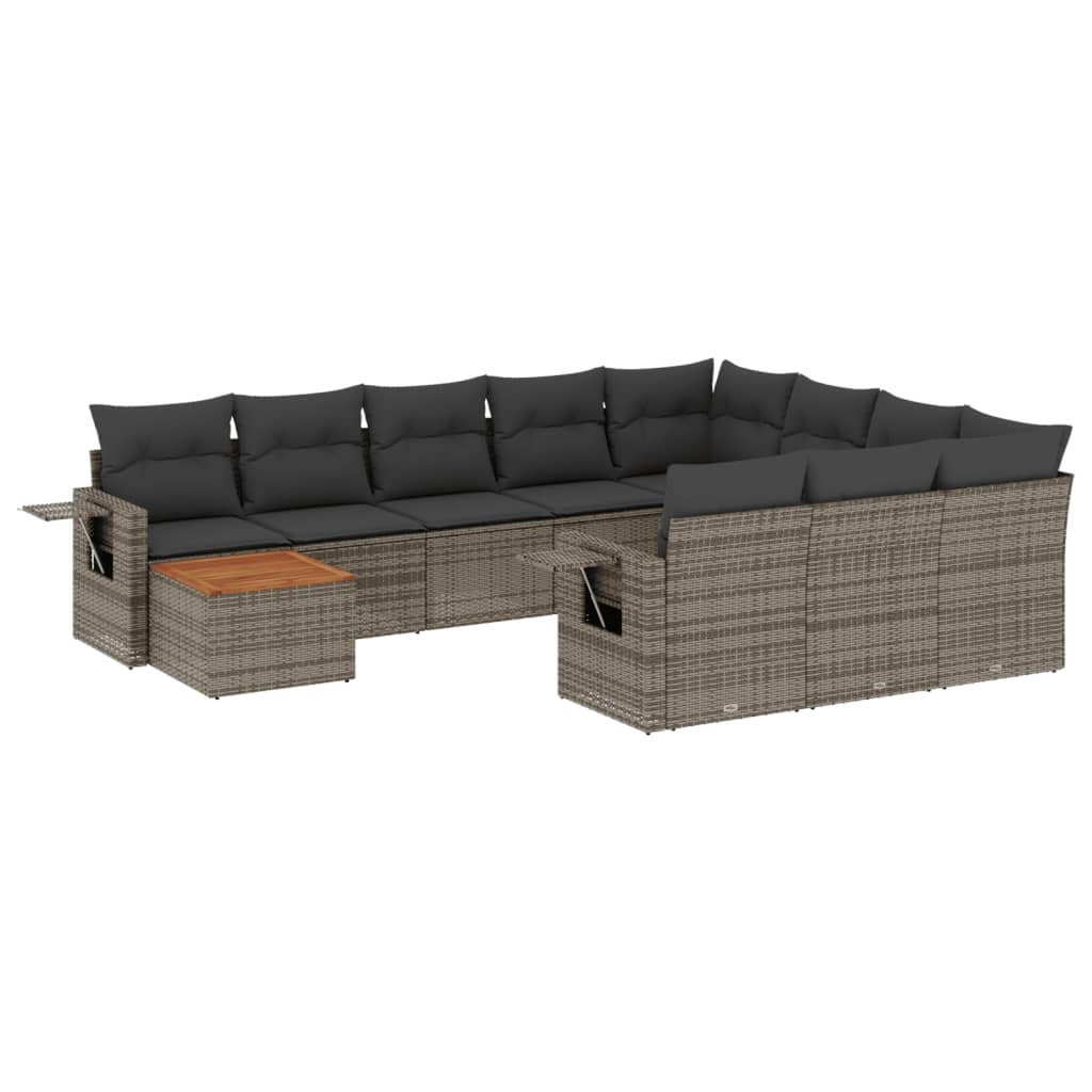 Set Divani da Giardino 11 pz con Cuscini in Polyrattan Grigiocod mxl 113800