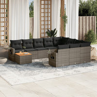 Set Divani da Giardino 11 pz con Cuscini in Polyrattan Grigiocod mxl 113800