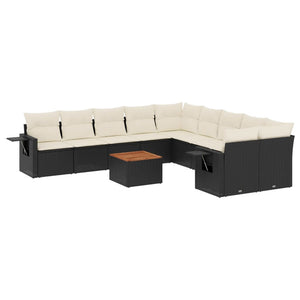 Set Divani da Giardino 11 pz con Cuscini in Polyrattan Nero 3224754