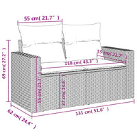 Set Divani da Giardino 11 pz con Cuscini Beige in Polyrattan 3224756