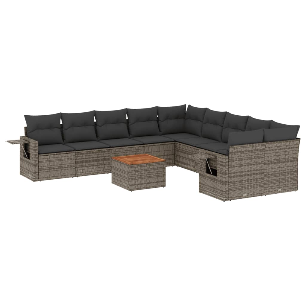 Set Divani da Giardino 11 pz con Cuscini in Polyrattan Grigiocod mxl 112972