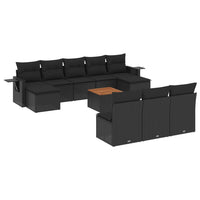 Set Divani da Giardino 11 pz con Cuscini in Polyrattan Nero 3224767