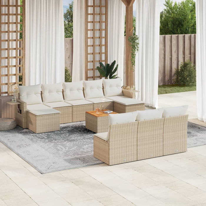 Set Divani da Giardino 11 pz con Cuscini Beige in Polyrattancod mxl 114444